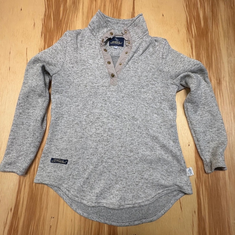 Simply Southern Gray Pullover Sweatshirt Womens Medium